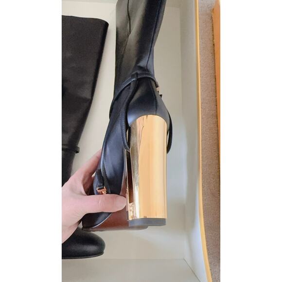 Fendi 105MM Leather Traced Heel Boots 38.5 Nero - Picture 6 of 11